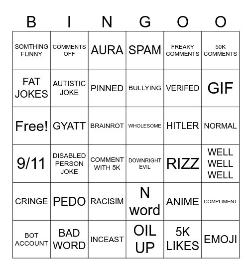 IG REELS BINGO Card