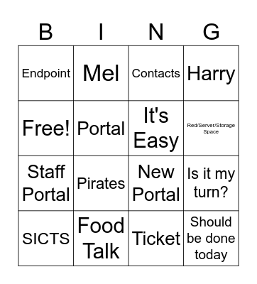 Stand-up Bingo Card