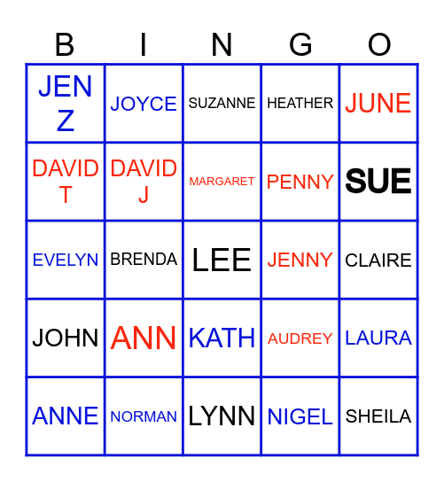ROBINSON COURT EVENTS Bingo Card