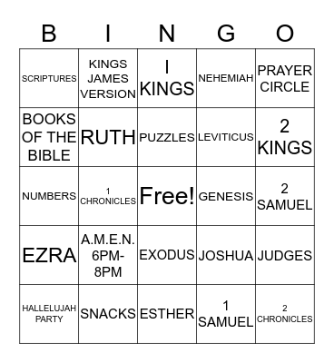 A.M.E.N.  Bingo Card