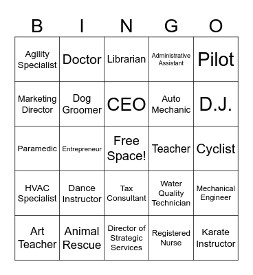 Career Day Bingo Card