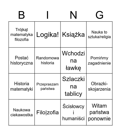 Filozofia Bingo Card