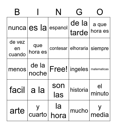 bingo bingo bingo Card