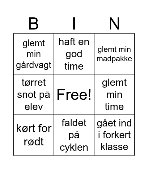 Lærer Bingo Card