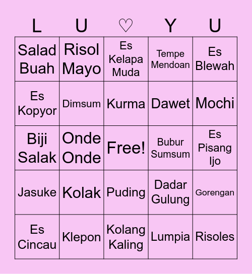 Lueyuxiao's Bingo Card