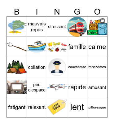 Les voyages et les opinions Bingo Card