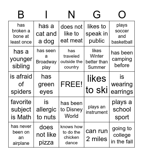 Youth Group Bingo! Bingo Card