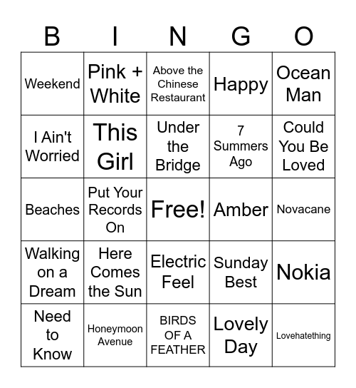 🌸 Spring Song Bingo 🌸 Bingo Card