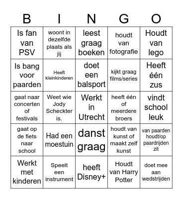 Kennismakingsbingo Card