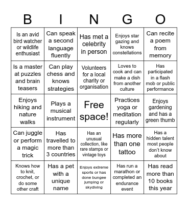 Find someone who.... Bingo Card