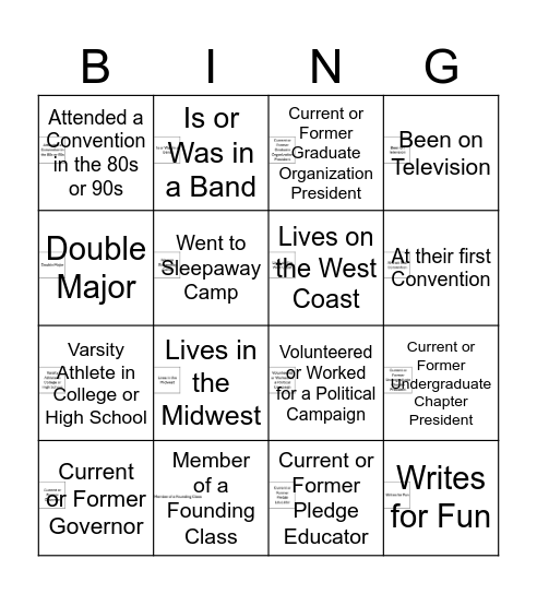 Phi Bingo Card