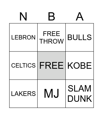 Basketball BINGO Card