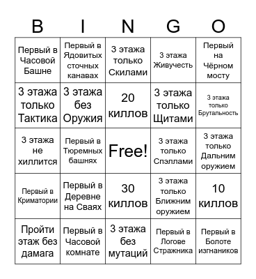 Dead Cells Бинго Bingo Card