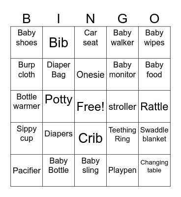 Baby Shower Bingo Card