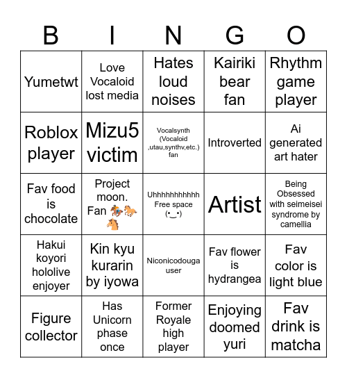 (⁠ ⁠╹⁠▽⁠╹⁠ ⁠) Bingo Card