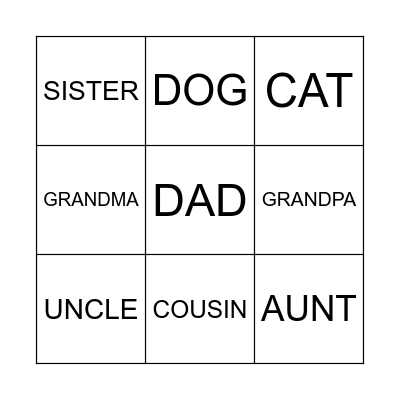 FAMILY BINGO Card