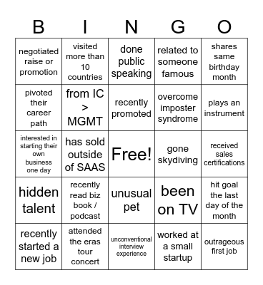 Networking Bingo! Bingo Card