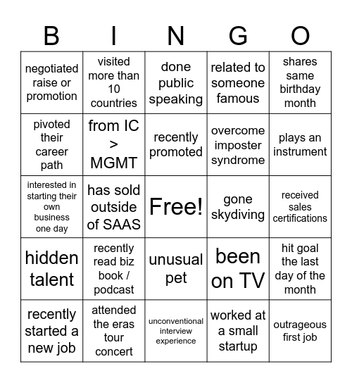 Networking Bingo! Bingo Card