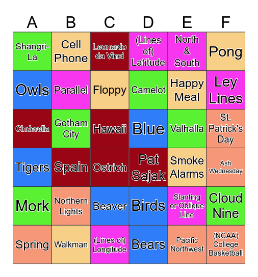 March Trivia Game Bingo Card