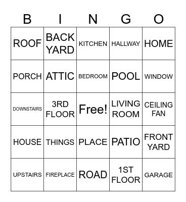 CP ASL 2 Rooms/Places in House Bingo Card