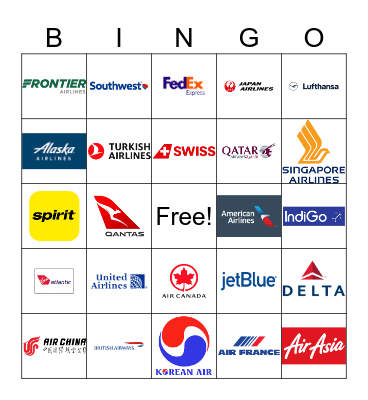 AIRLINE LOGO BINGO Card