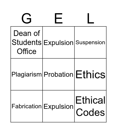 Ethics & Academic Integrity Bingo Card