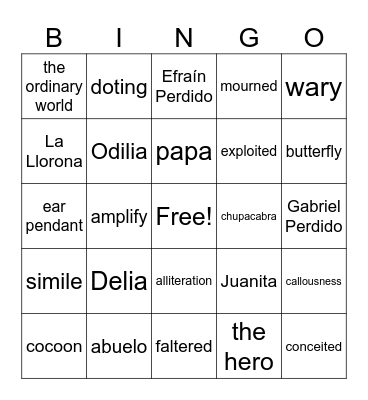 Summer of the Mariposas Bingo! Bingo Card