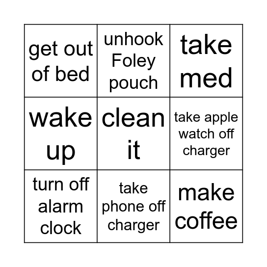 Saturday morning Bingo Card