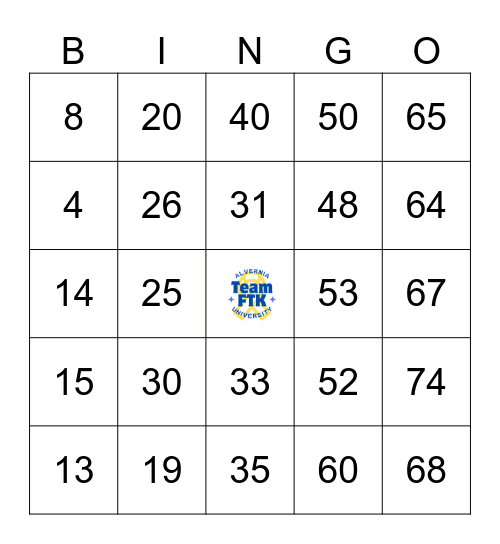 Team FTK Bingo Card