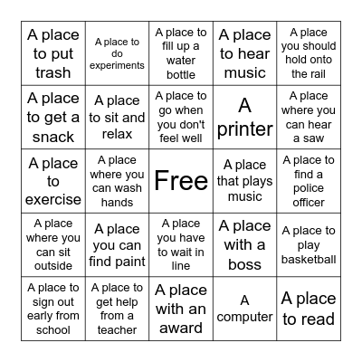 Westfield High School Scavenger Hunt Bingo Card