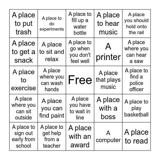 Westfield High School Scavenger Hunt Bingo Card