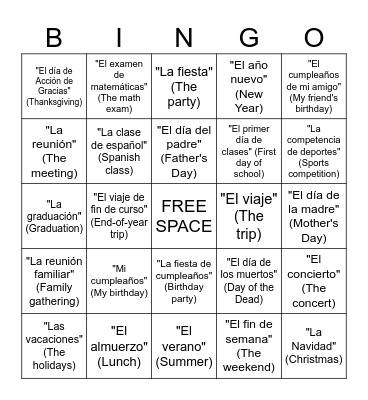 Cuándo Bingo Card