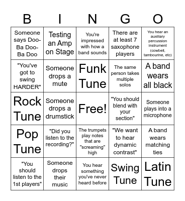 Jazz Festival Bingo Card