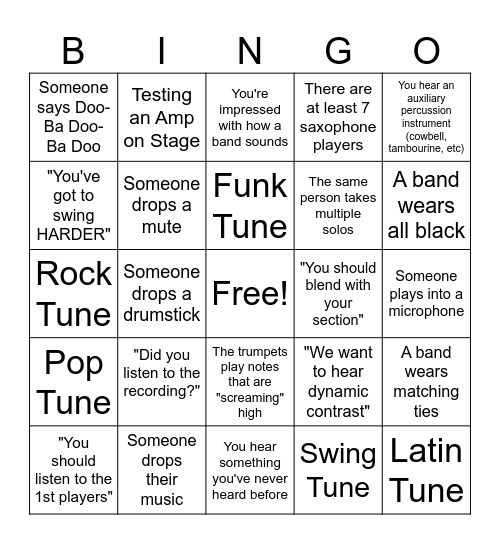Jazz Festival Bingo Card