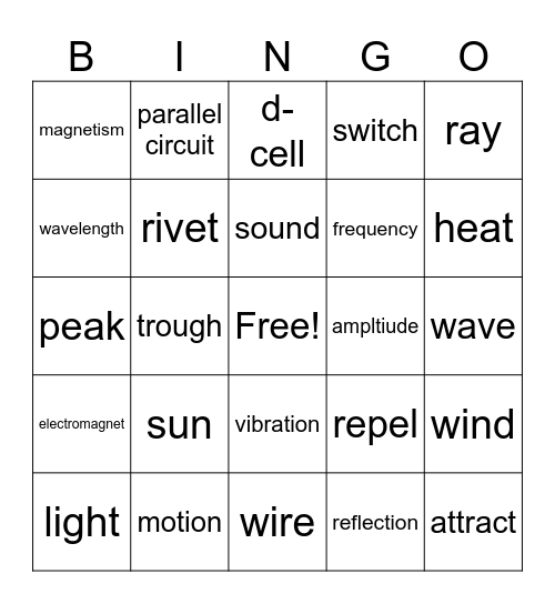 ENERGY-O Bingo Card