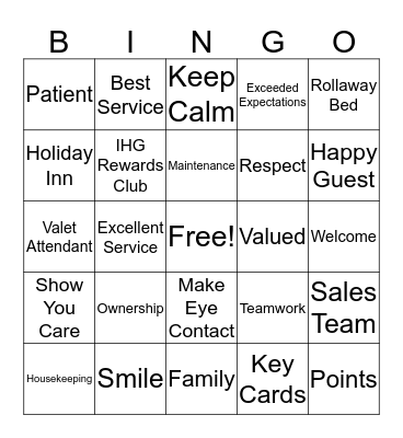 Customer Service Week Bingo Card