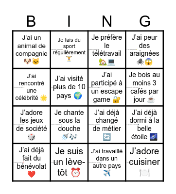 ICE BINGO Card