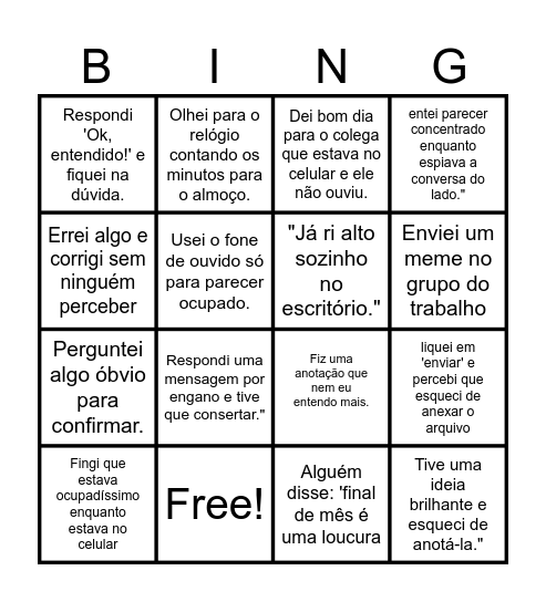 ORITEC BINGO Card