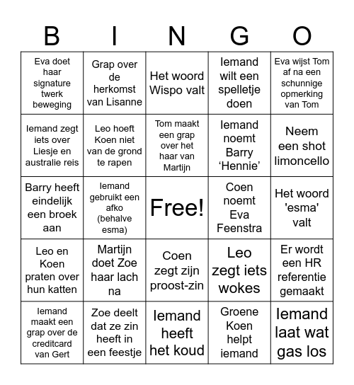 De Wispo-bingo! - Martijn Bingo Card