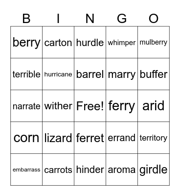 'r'controlled Bingo Card