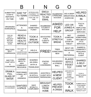 JTC 50TH ANNIVERSARY Bingo Card