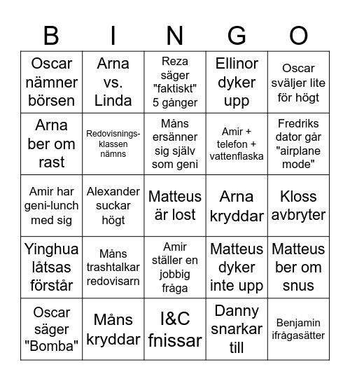 Examens Bingo Card