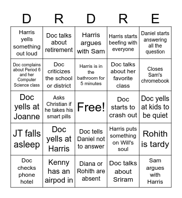 Doc Bingo Card