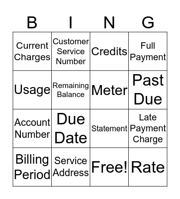 Billing Bingo Card