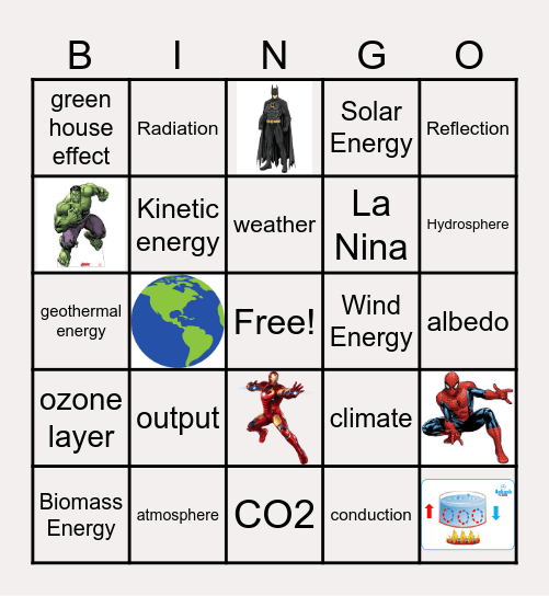 Earth's Energy Bingo Card