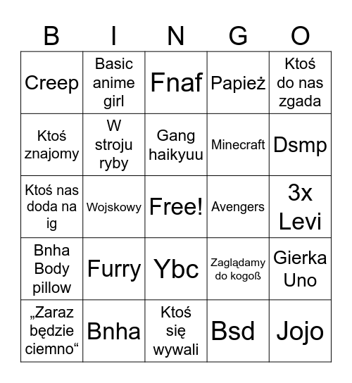 WTF Bingo Card