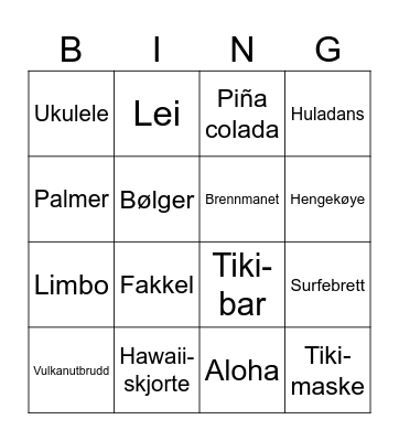 Tiki Bingo Card