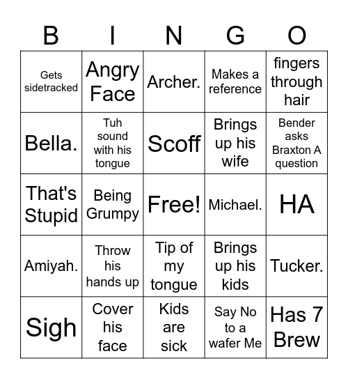 Bender Bingo Card