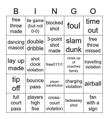 basketball bingo !! Bingo Card
