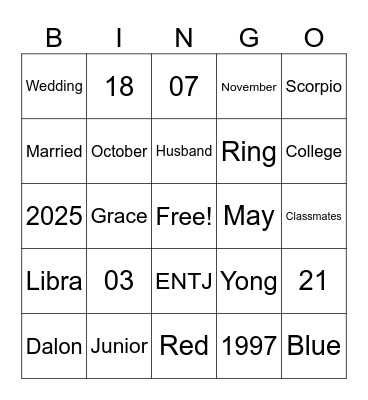 #YONG远在一起 Bingo Card